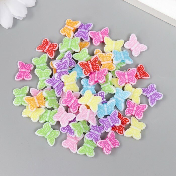 Бусины для творчества пластик "Бабочки яркие" набор 20 гр 0,3х1,4х1,1 см