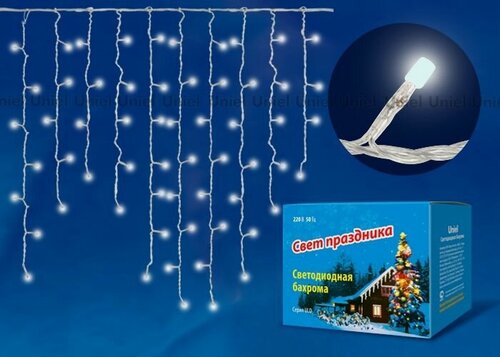 Изображение товара Гирлянда бахрома 9W Белый UL-00001366 ULD-B3010-200/TWK WHITE IP67 3.0м с эффектом мерцания