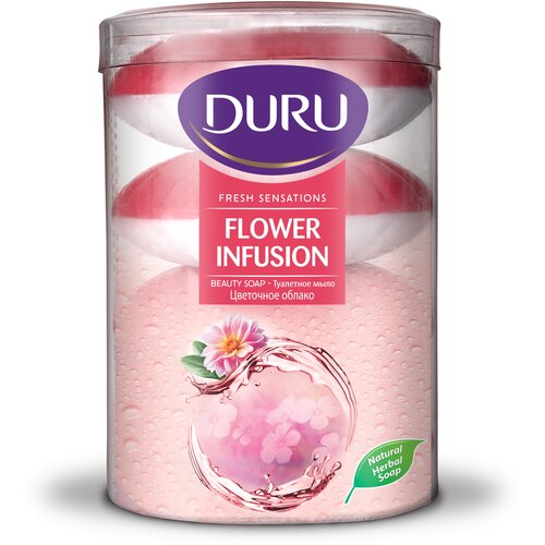 DURU Мыло кусковое Fresh sensations Цветочное облако цветы, 4 шт., 100 г