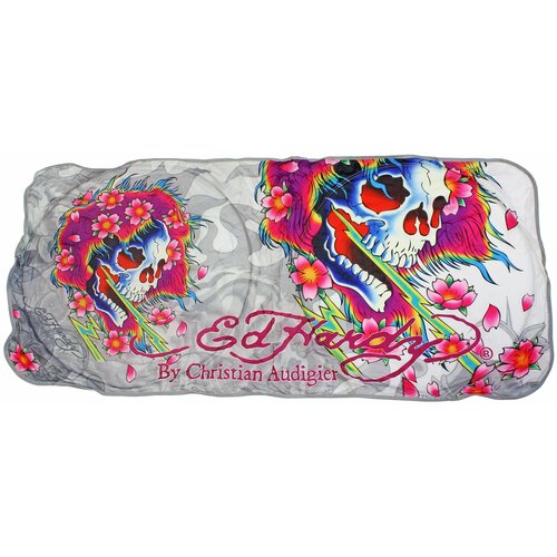 Солнцезащитная шторка на стекло автомобильная ED HARDY 145х66 см. Солнцезащитная шторка на лобовое стекло автомобильная BEAUTIFUL GHOST EH-00738