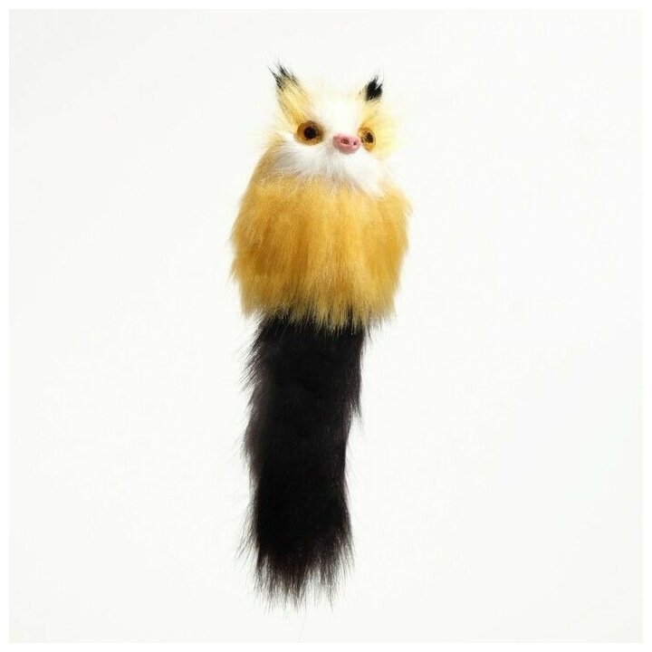 Игрушка для кошек Кот-дружок, искусственный мех, корпус 7 см, жёлтая, чёрная, 1 шт. - фотография № 1