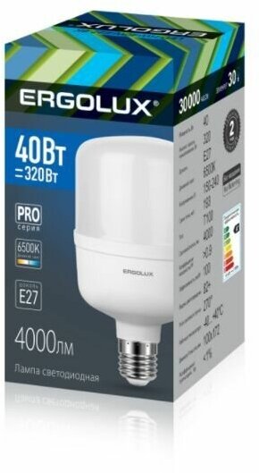Лампочка ERGOLUX LED-HW-40W-E27-6K PRO 40 Вт, 6500К, E27, белый