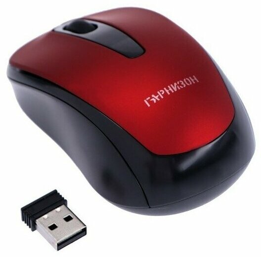 Гарнизон Оптическая мышь Гарнизон GMW-450, беспров, 2кн.+скр, красный (USB) (ret)