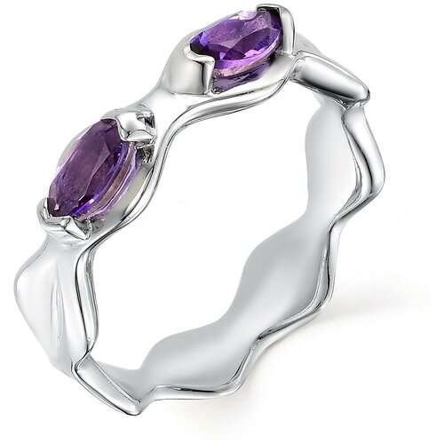фото Алькор кольцо с 2 аметистами из серебра 01-0425-00ам-00, размер 18.5