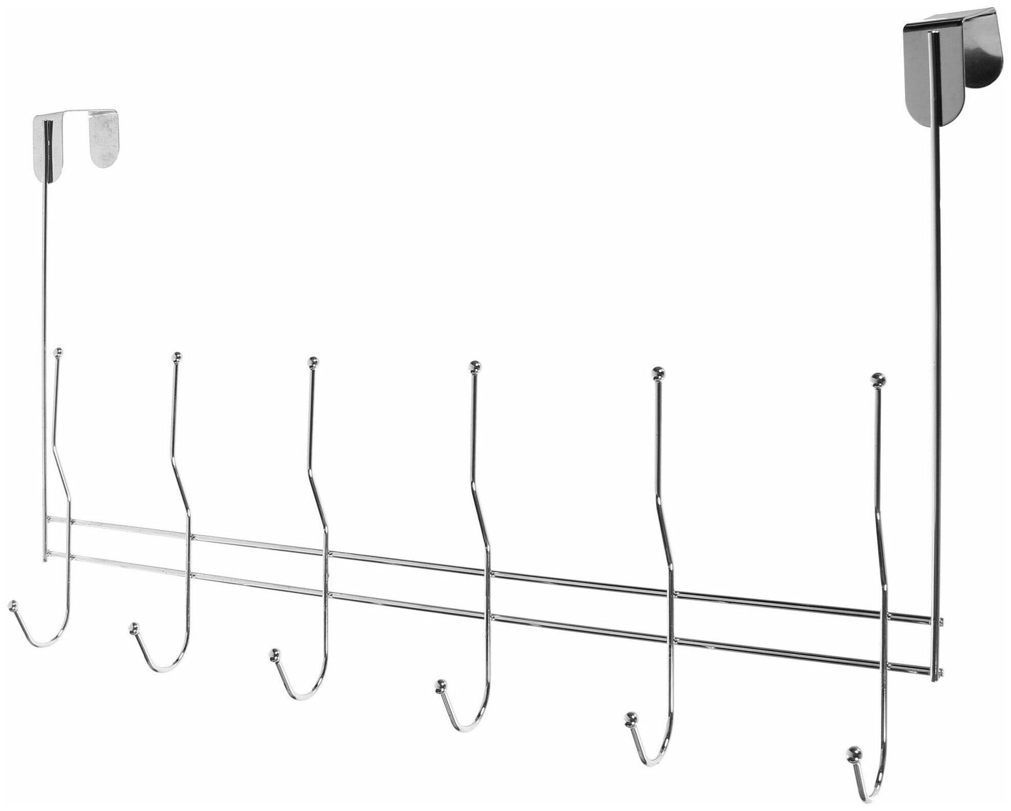 Планка надверная, 6 двойных крючков, сталь, цвет хром