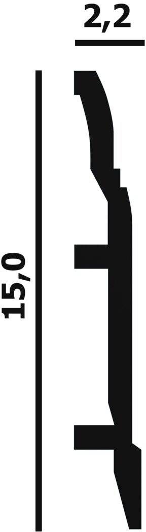 Плинтус напольный из дюрополимера размер 15x2.2 см длина 2 метра. Перфект плюс. P63 - фотография № 2