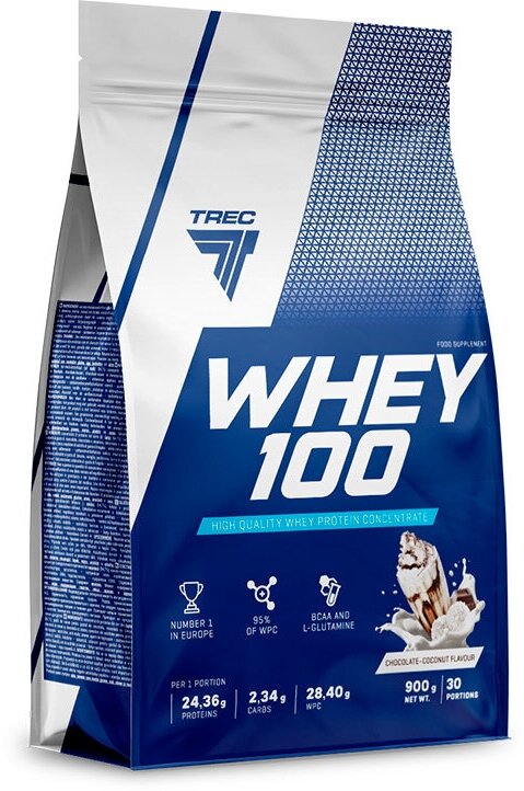 Trec Nutrition Whey 100, 900 г, вкус: шоколад - кокос