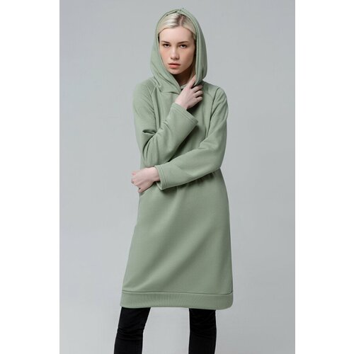 Платье-толстовка Магазин Толстовок, вечернее, полуприлегающее, до колена, размер L-44-46-Woman-(Женский), зеленый