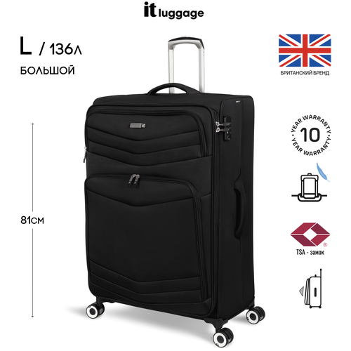 Чемодан IT Luggage, 136 л, размер L+, черный чемодан 136 л размер l серый