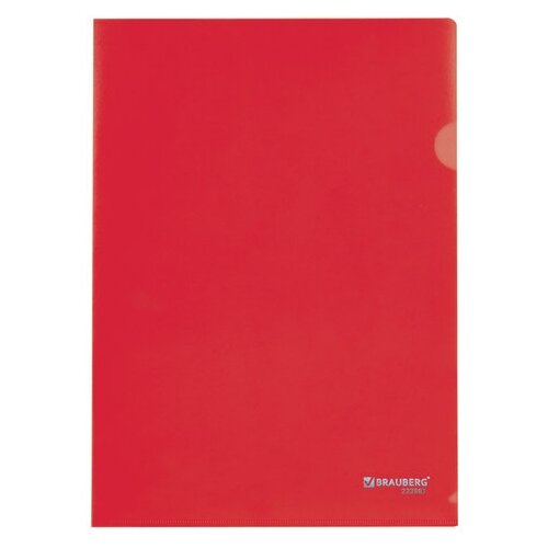 BRAUBERG Папка-уголок А4, пластик 0,10 мм, красная