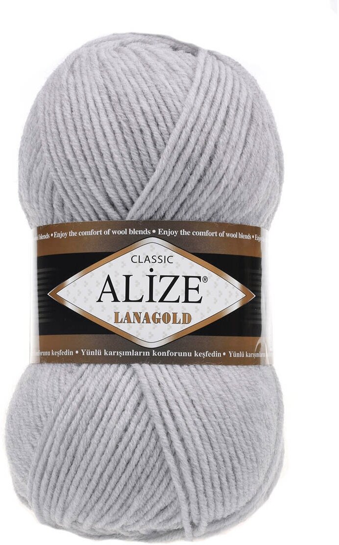 Пряжа для вязания ALIZE 'Lanagold', 100г, 240м (49% шерсть, 51% акрил) (684 пепельный меланж), 5 мотков