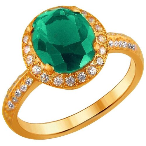 фото Эстет кольцо с фианитами из серебра с позолотой у15к250320п-2, размер 17.5