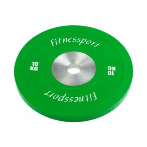 фото Бамперный диск для кроссфита fitnessport (зеленый) 10 кг. rcp22-10