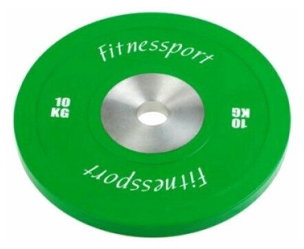 Бамперный диск для кроссфита Fitnessport RCP22-10 зеленый, 10 кг.