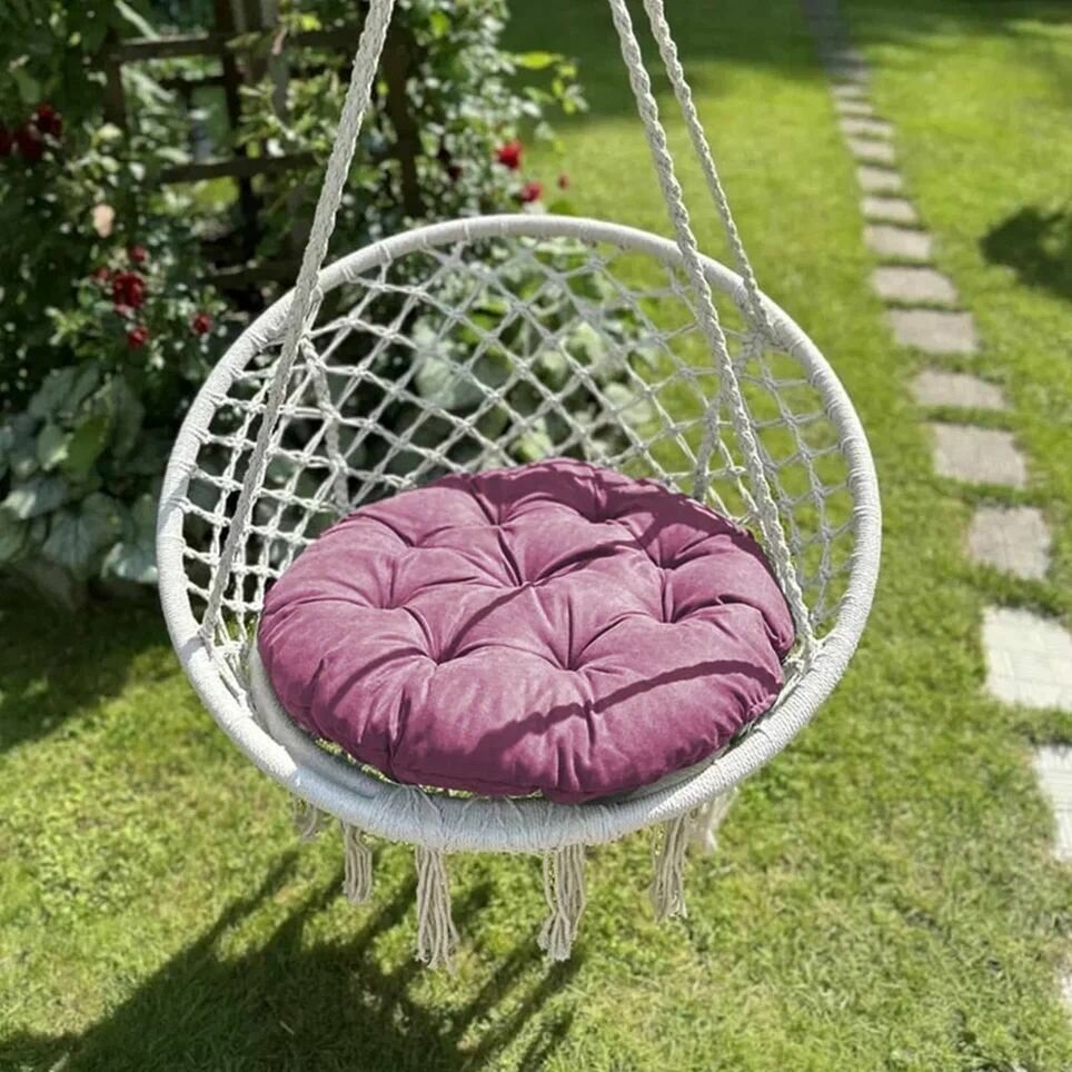 Подушка круглая Тина для подвесного кресла сиденье на качели 60D, розовый - фотография № 2