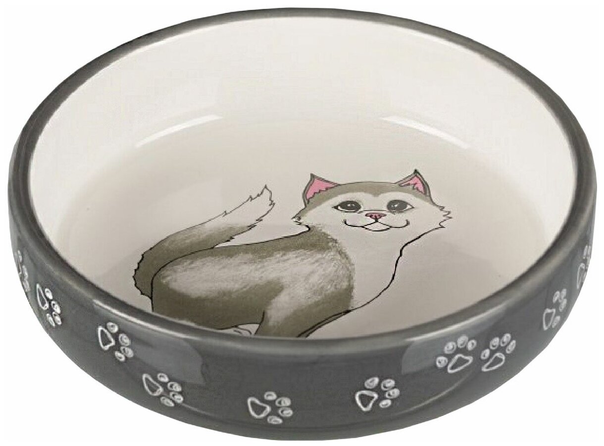 Миска для кошек Trixie Ceramic Bowl, размер 15см., серый - фотография № 6