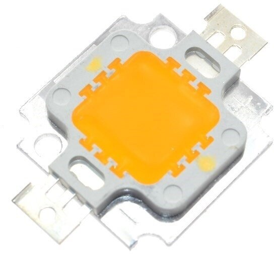 Светодиод яркий (COB LED) 10 Вт, 800 Лм, 9-12 В, желтый, 1 шт.