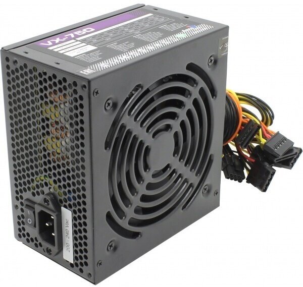 Блок питания Aerocool ATX 750W VX PLUS 750W (24+4+4pin) APFC 120mm fan 4xSATA RTL