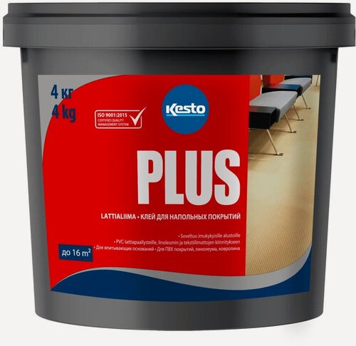 Изображение товара Водно-дисперсионный клей для напольных покрытий Kesto Plus, ведро 4 кг