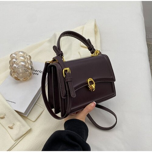 фото Сумка кросс-боди повседневная, экокожа, искусственная кожа, внутренний карман, регулируемый ремень, коричневый evangelina may