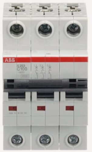 Изображение товара Автоматический выключатель ABB S 203 - C100, 3P, 100 A, 50-60 Гц