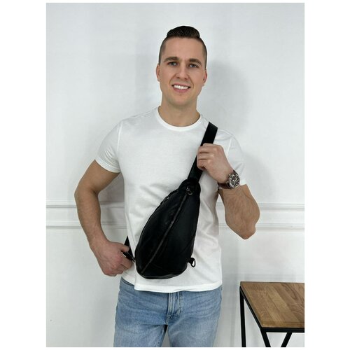 Мужская сумка на одно плечо/ Сумка-слинг/ Нагрудная сумка/ Однолямочный рюкзак/ Черного цвета.
