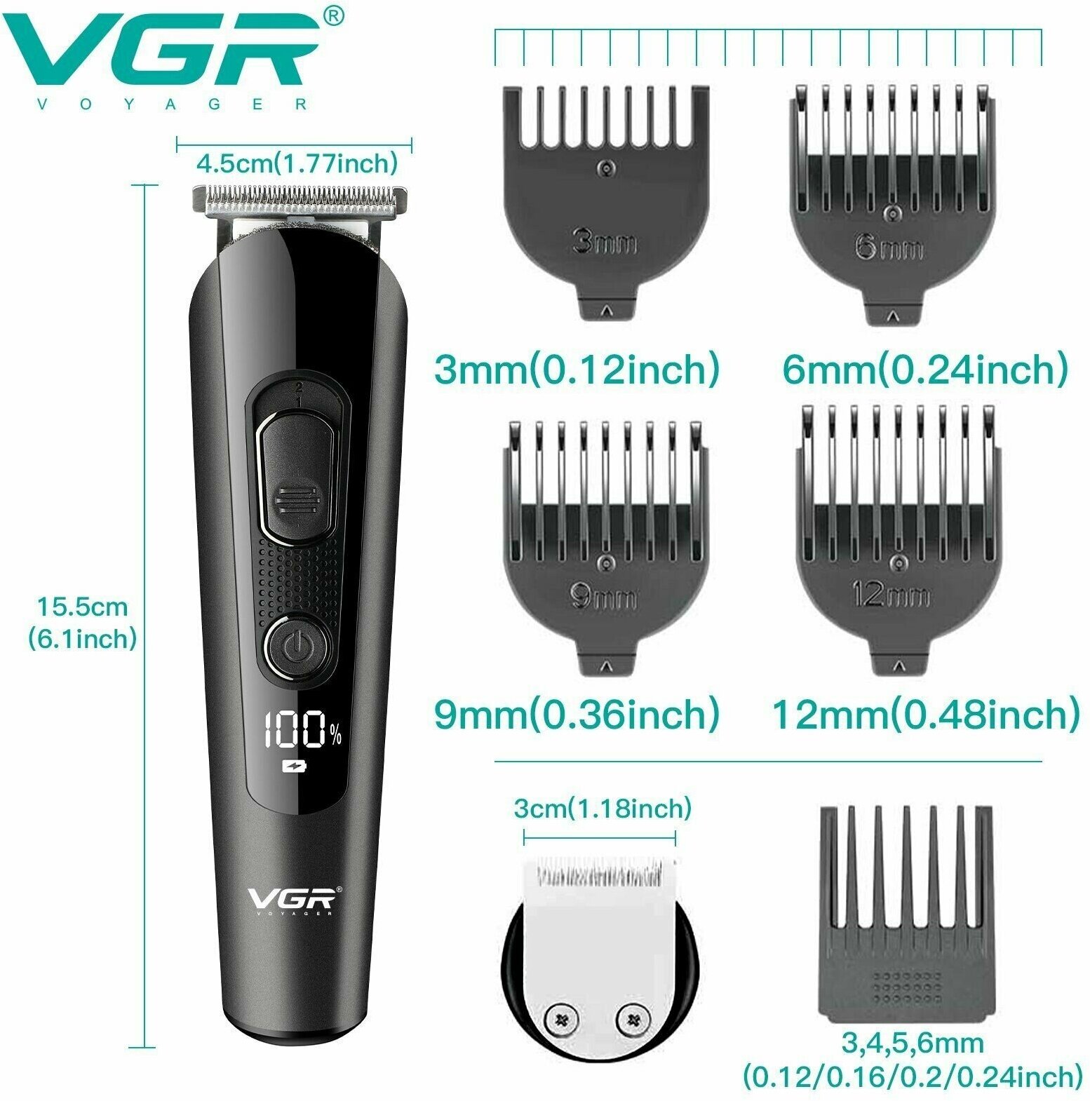 Триммер для волос бороды усов VGR V-175 профессиональный . Машинка для стрижки 5 в 1 - фотография № 3