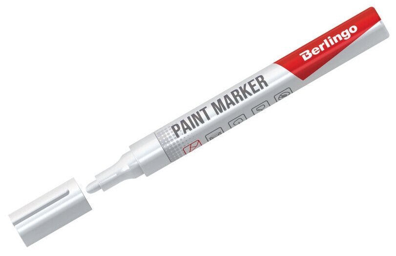 Маркер-краска Berlingo "Uniline PA400" белая, 2-4мм. Упаковка 12шт