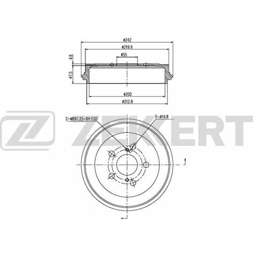 ZEKKERT BS-5584 Барабан торм. задн. Toyota Corolla (E120) 03-