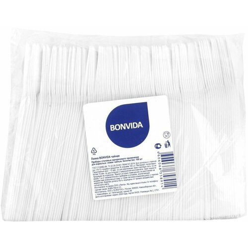 Ложка одноразовая BONVIDA чайная, 100шт - 10 упаковок