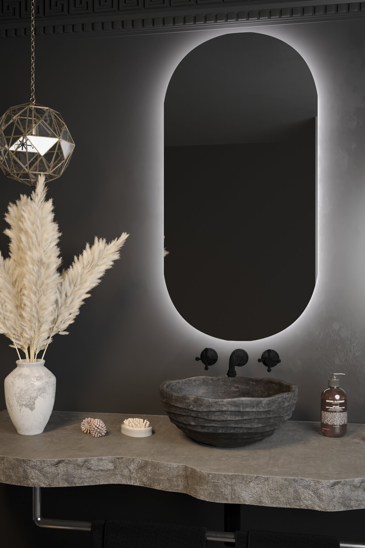 Зеркало с подсветкой настенное капсула / овальное 120 см Х 60 см безрамное интерьерное парящее, серия Versale - фотография № 6
