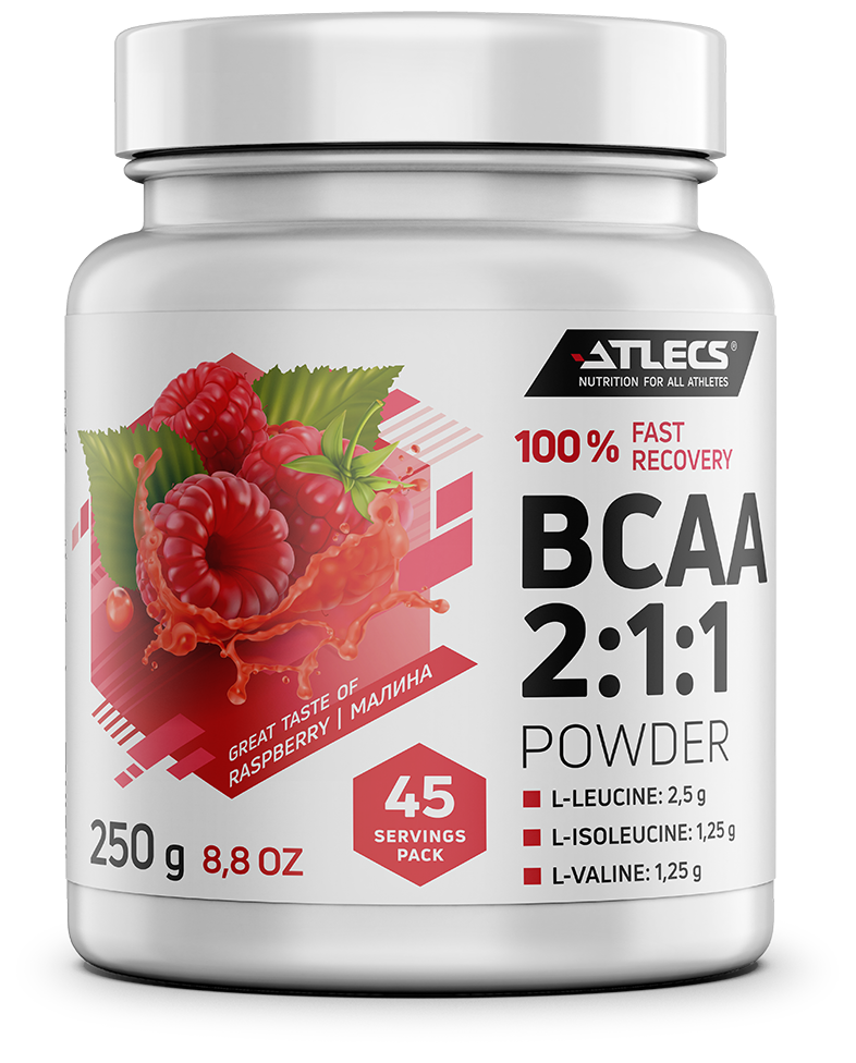 Atlecs BCAA 2.1.1, 250 g, (малина)