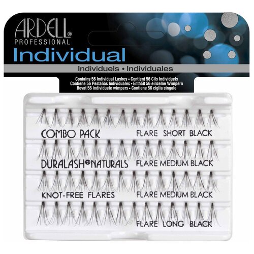 Купить Пучки ресниц безузелковые комбинированные, черные Duralash naturals knot-free flairs combo pack black, Ardell, черный/black