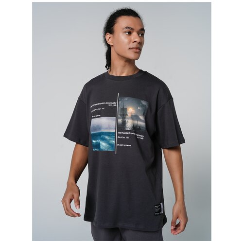 фото Футболка с кор.рукавом айвазовский"лун.ночь/ч.море твое 79776 размер xs/s, темно-серый, men