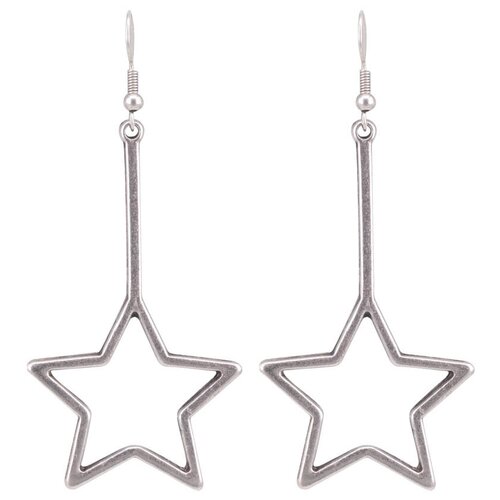 фото Серьги бижутерные звезда (замок-крючок, бижутерный сплав, серебристый) 1-56239 otokodesign