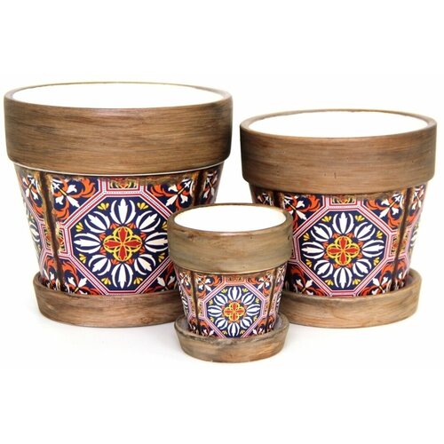 Кашпо керамическое набор 3 штуки (d-14*12*7см) KT-51576