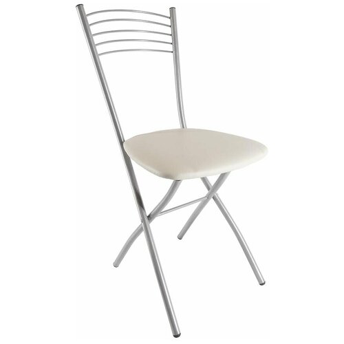 ццц.Стулья.Сайт Складной стул мягкий металлический / серебристо-кремовый / 423554