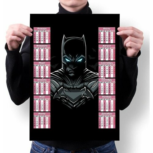 Календарь BUGRIKSHOP настенный принт А4 Бэтмен, The Batman - BМ0006 блокнот bugrikshop принт а4 бэтмен the batman bм0006
