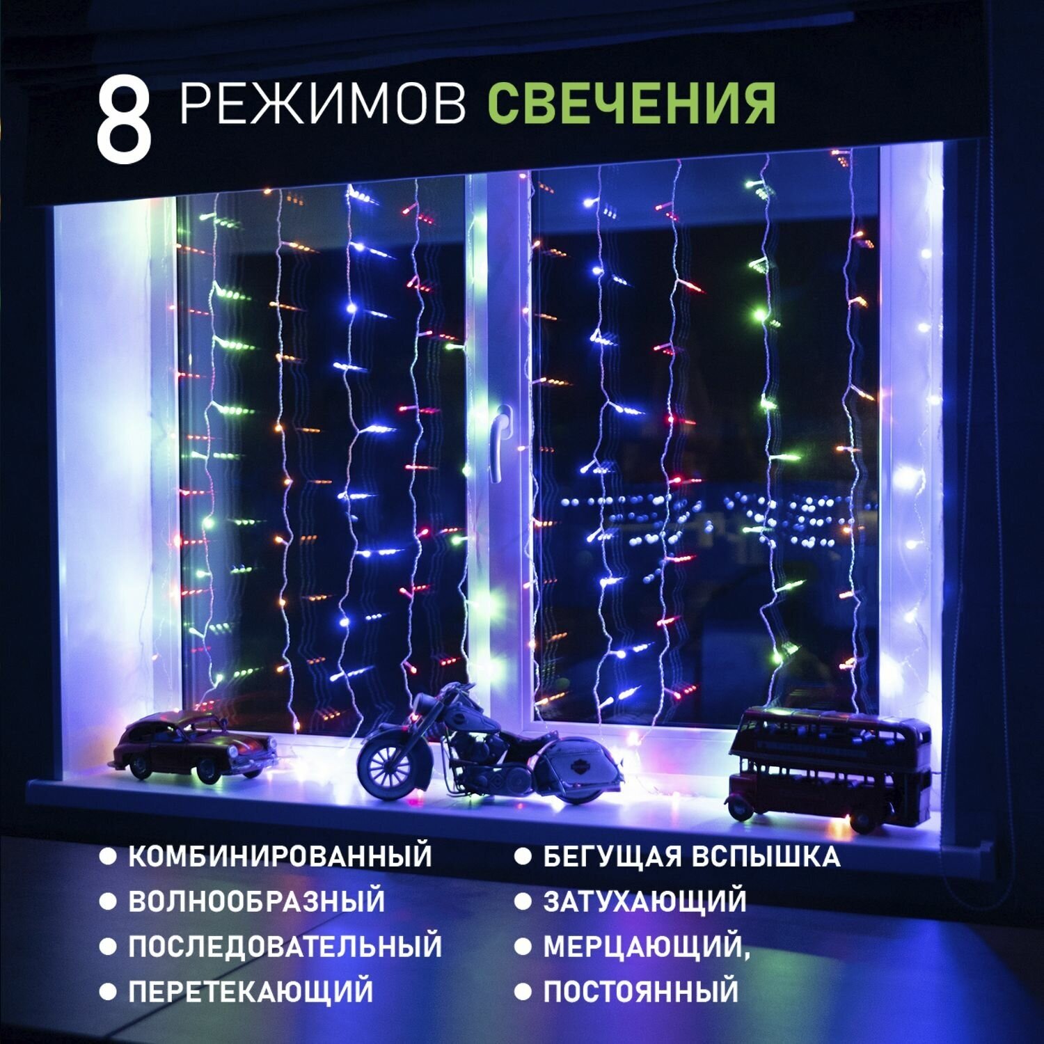 Гирлянда Neon-Night 2x0.8m White 235-105 - фото №3