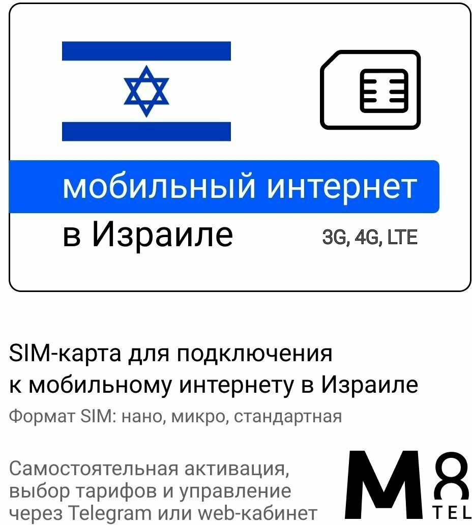 Туристическая SIM-карта для Израиля от М8 (нано микро стандарт)