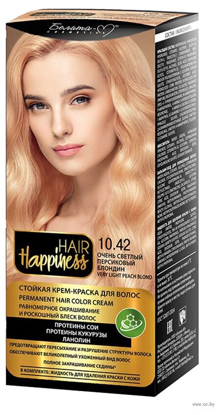 Белита-М Hair Happiness крем-краска для волос, 10.42 очень светлый персиковый блондин