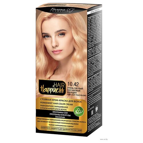 фото Белита-м hair happiness крем-краска для волос, 10.42 очень светлый персиковый блондин