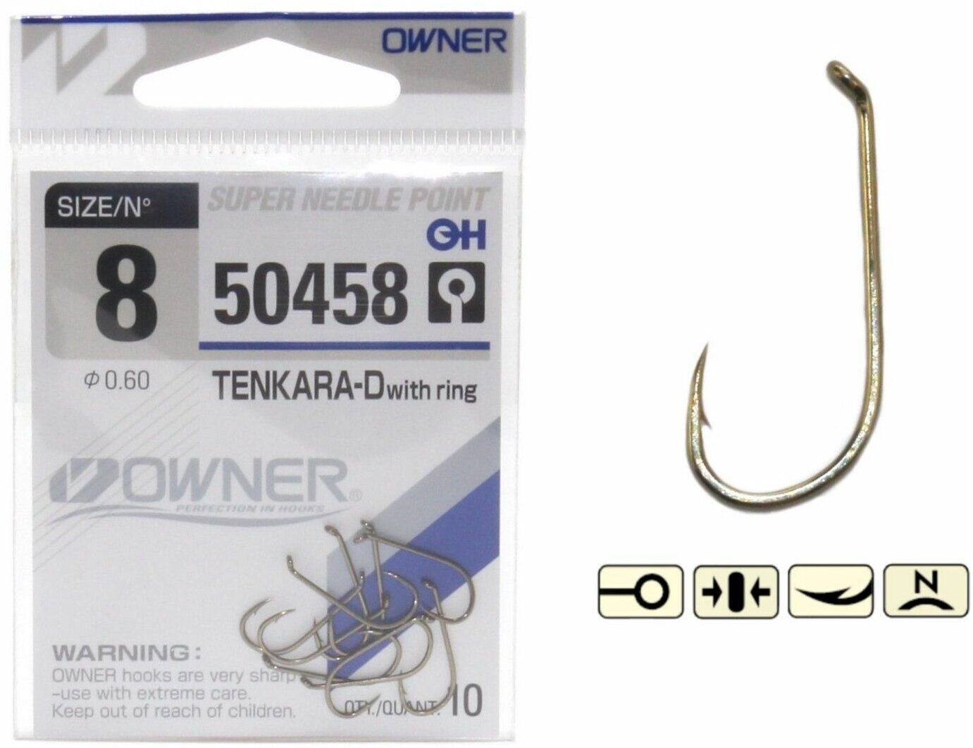 Крючок рыболовный OWNER TENKARA DOWN w/EYE №14 BR (уп.12шт)