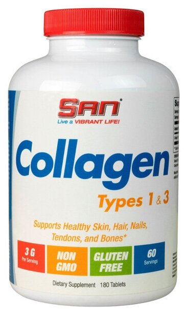 Collagen Types 1&3 Tablets SAN 180 таб (Без вкуса)