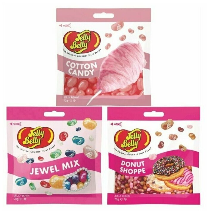 Конфеты Jelly Belly Cotton Candy 70 гр. + Jewel Mix 70 гр. + Donut Shoppe 70 гр. (3 шт.) - фотография № 2