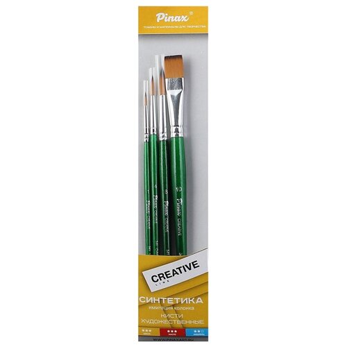 Купить Набор кистей Pinax Creative, синтетика универсальная, с короткой ручкой, 4 шт.
