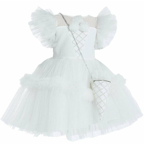 фото Платье pamina, нарядное, однотонное, размер 110, белый
