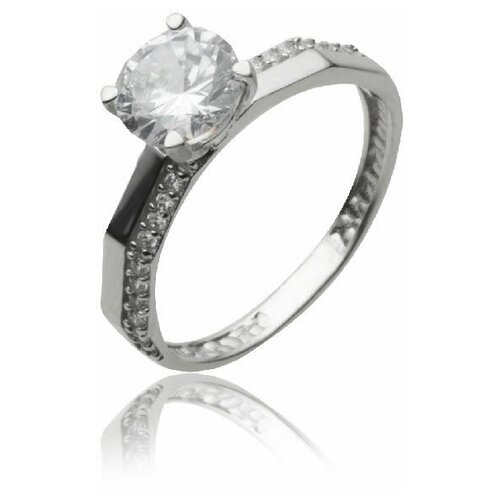 фото Top crystal кольцо с большим фианитом, серебряное 40445755, размер 18
