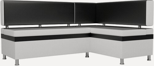 Изображение товара Кухонный диван Стайл угловой Черно-Белый Экокожа Правый, 170х114х88 см, с ящиком для белья