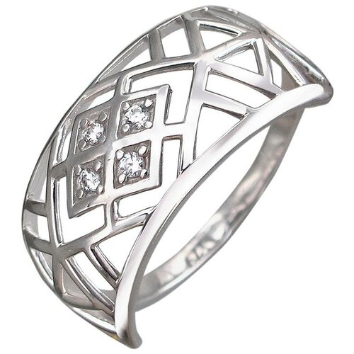 фото Эстет кольцо с 4 фианитами из серебра 01к159778, размер 18.5